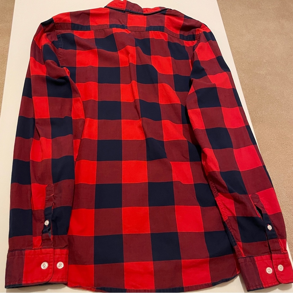 Men’s Express Button down red and navy blue checkered size medium - Picture 4 of 4